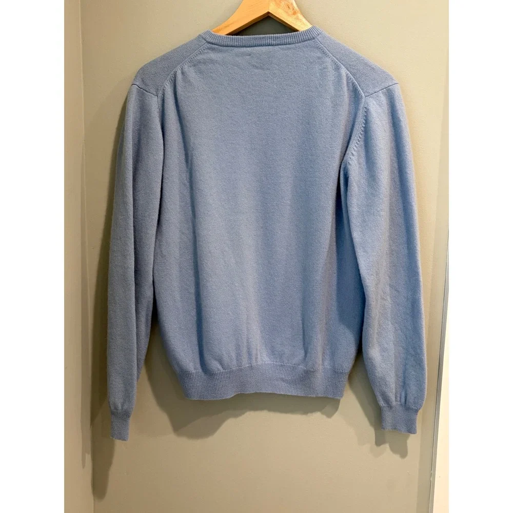 Kirkland Signature Mens Light Blue 100% 2-Ply Cashmere V-Neck Sweater Size Small